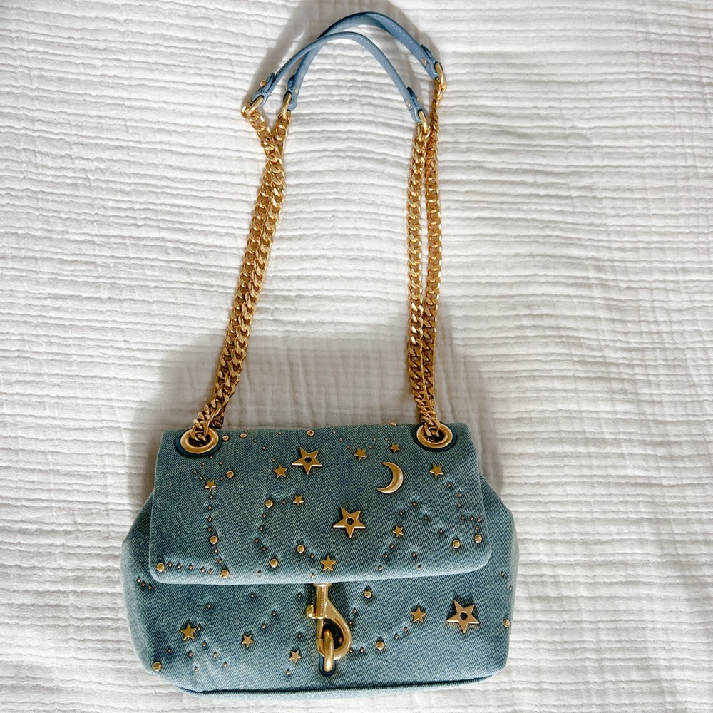 Rebecca Minkoff Denim Edie Crossbody Bag with Celestial Studs